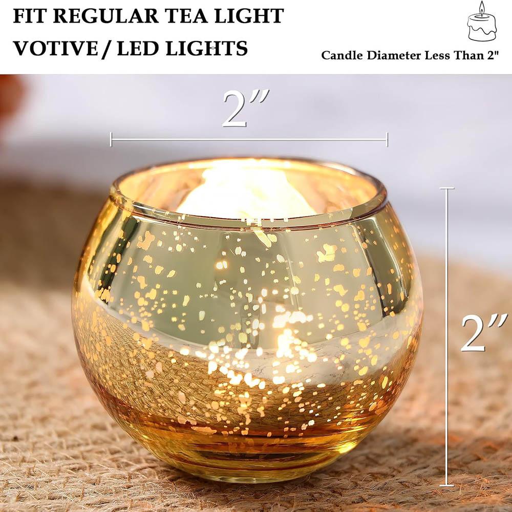 Круглые золотые подсвечники для votive свечей, подсвечник из меркурийного стекла