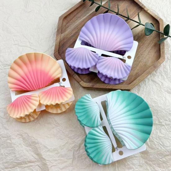 3 шт./компл. заколка для волос в форме ракушки с градиентным цветом, матовая заколка для волос большого размера, зажим для волос на затылке, аксессуары для волос