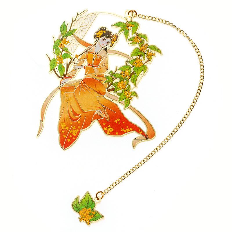 Китайские мифологические сказочные закладки, красивые полые латунные закладки, закладки с цветочной феей, канцелярские принадлежности для девочек