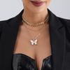 Accessories, Trendy Multi-Layer Stacking, Light Luxury Butterfly Design, Imitation Fritillary Necklace, Thick Aluminum Chain Necklace