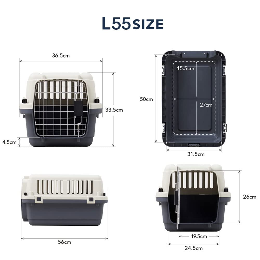 Pet Kennel First Class L55 x Depth 56 x Height Weight Dog Cat Pet Hard with Indoor IATA Safety Standard Compliant OFT External DimensionsWidth