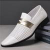 Модные летние новые дизайнерские дышащие белые коричневые туфли из лакированной кожи для мужчин повседневные пенни-лоферы деловая формальная обувь