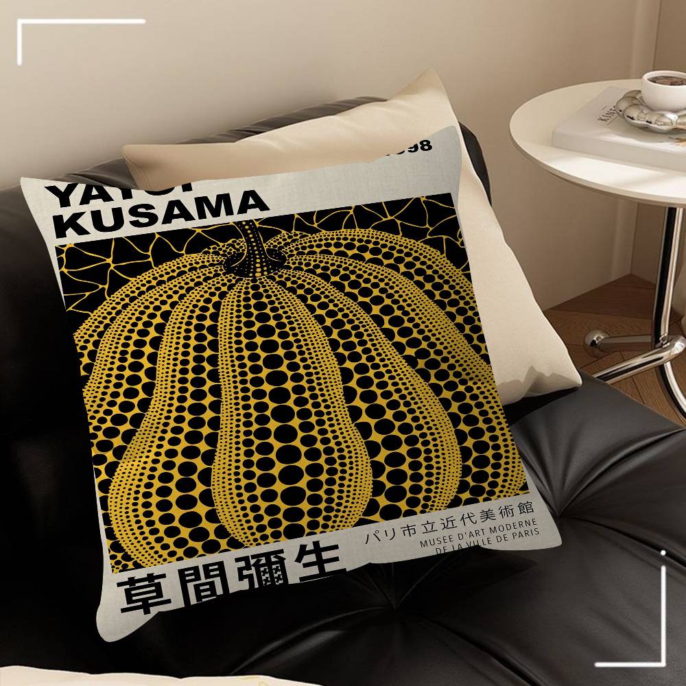 Yayoi Kusama Art Exhibition Pumpkin Flower Pillow Anime Pillow Sofa Bed Head Pillow Cover Cushion Cover 45x45 Cm Fashion