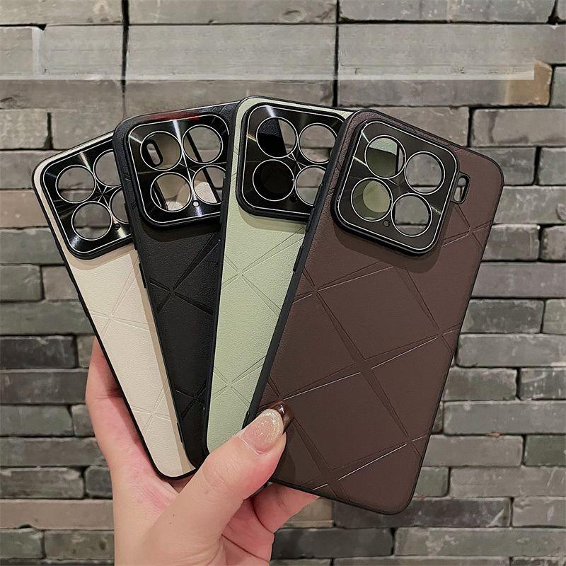 Чехол для Xiaomi 15 Ultra Plated Lens Protection Leather Phone Case для Xiaomi 15 Pro 14 Ultra Mi 15Ultra Matte Back Case Shell