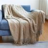 100% Acryli for Couch Bed Solid Color Knit with Tassels Home Textile Throw Home Supplies Blanket