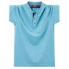 Summer Front Placket   T-shirt Trend Cotton Thin Sports Youth Button-down Collar Plus Fat Men's Short-sleeved T-shirt