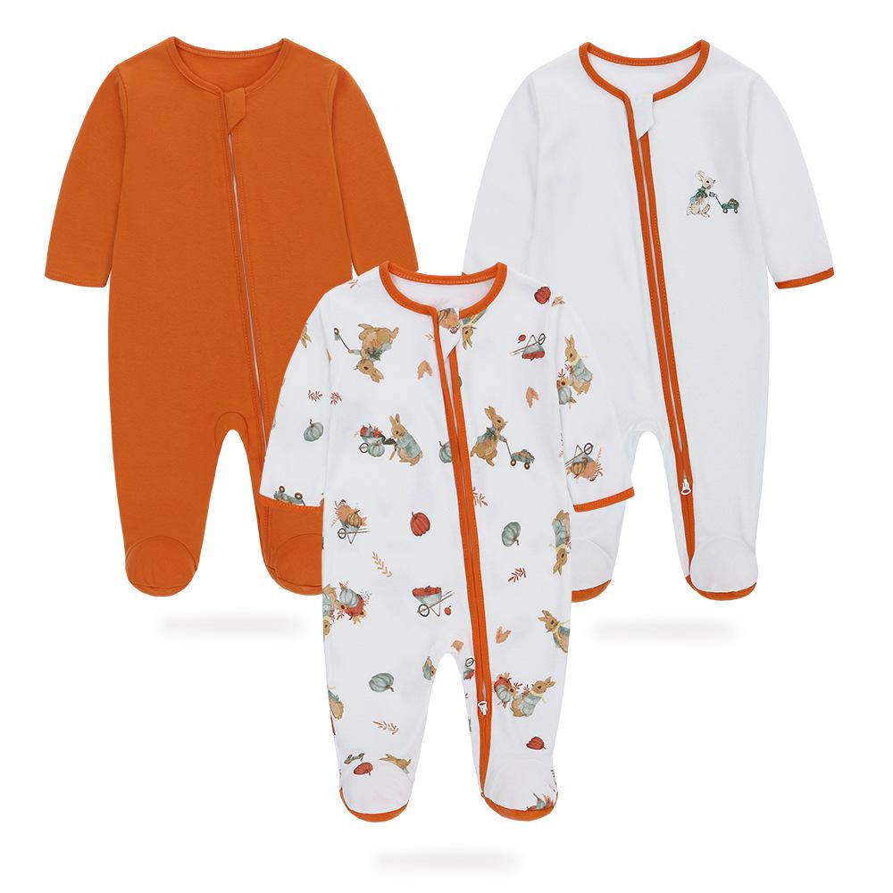 Детский комбинезон из 3 предметов, весенне-осенний комбинезон с длинными рукавами и облегающими ножками, детский комбинезон на молнии, нескользящая одежда для новорожденных