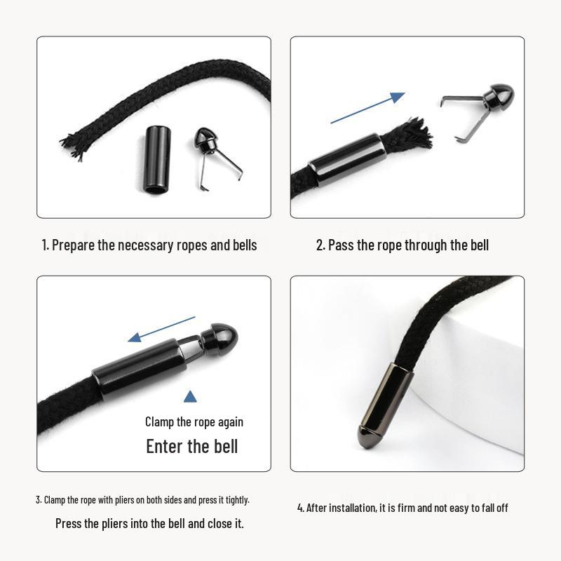 Metal Bell Clip Cord Pendant for Down Jackets and Hoodies with Removable Stopper Button