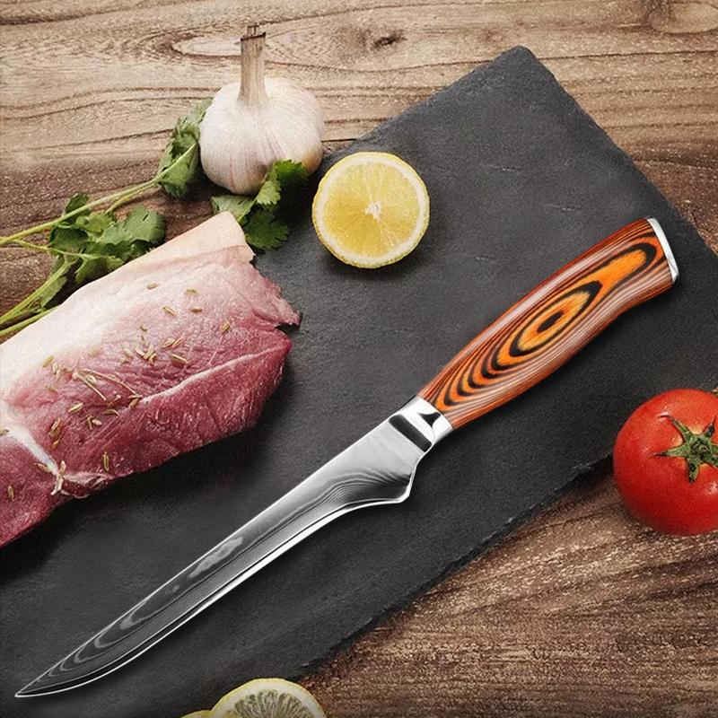 Нож для обвалки 6 дюймов Нож для мясника из дамасской стали Кухонный нож