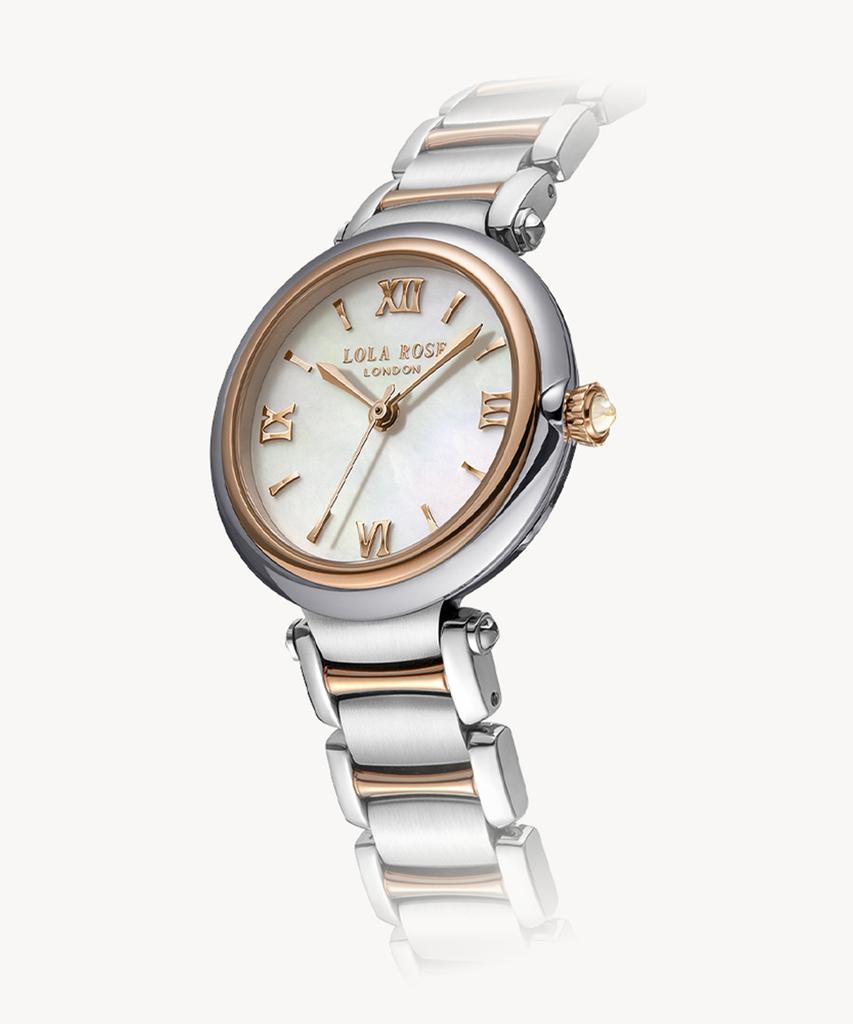 Lollalojeu Arch Bridge Mother-Of-Pearl Women'S Two-Tone Metal Fashion Watch