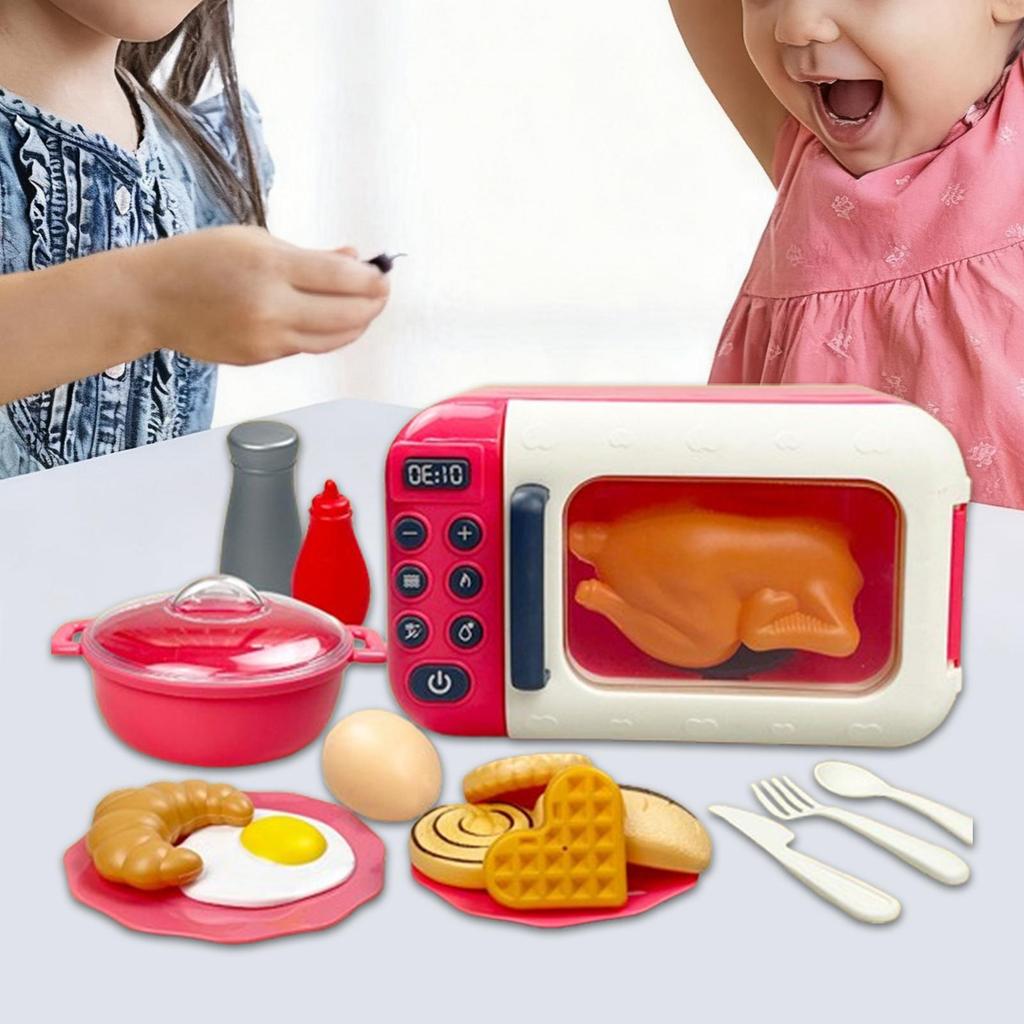 17Pcs Kids Pretend Play Microwave Cooking Utensils Set Interactive Kitchen Accessories Educational Learning Toy Birthday Gift