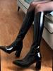Footwear High Heels Shoes for Women Pointed Toe Ladies Boots Winter Knee Shaft Long Elegant Heeled Black New In Spring Autumn Pu