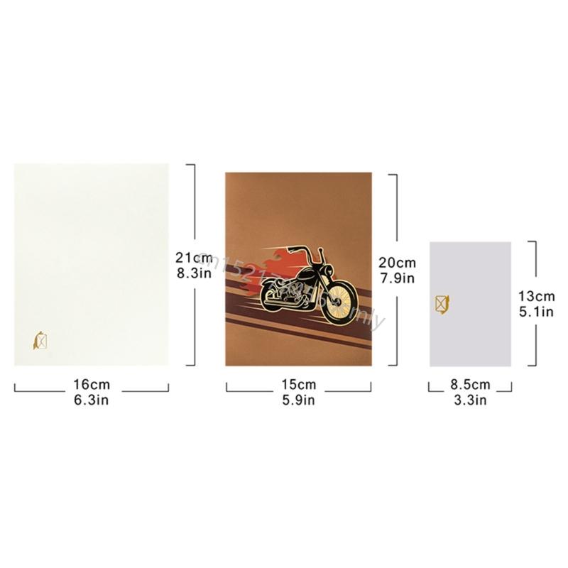 Многофункциональная всплывающая открытка на день рождения для мотоциклиста, подходит для друга и семьи 6XDE