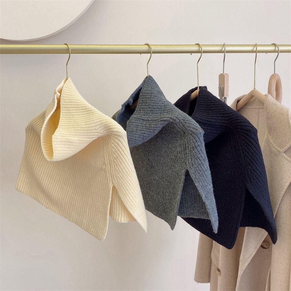 High Collar Women Scarf Accessories Solid Color Wraps Knitted Cape Knitted Shawl Female Wool Scarf