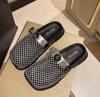 Роскошные модные полые сетчатые плетеные полутапочки римские сандалии новые модные женские тапочки с круглым носком и плоским носком