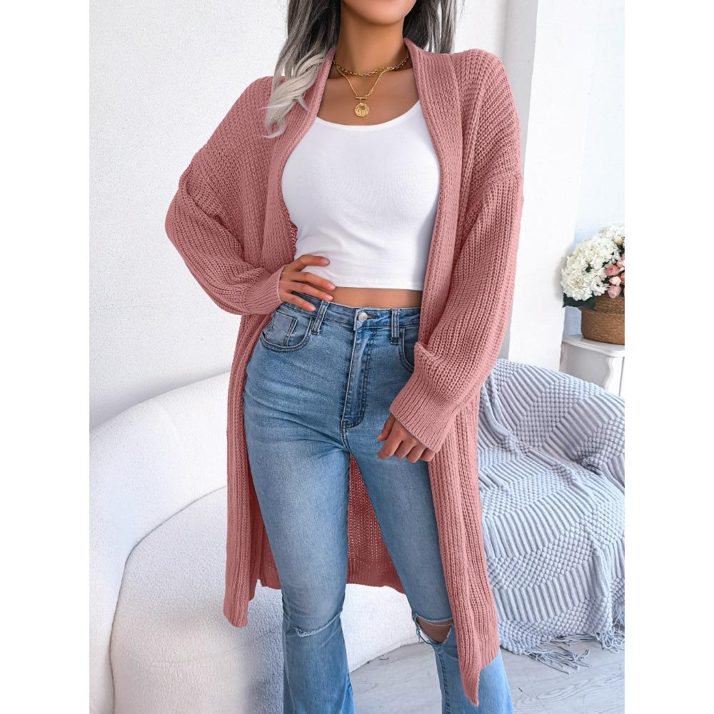 Осенне-зимний повседневный универсальный длинный кардиган с лацканами, куртка-свитер