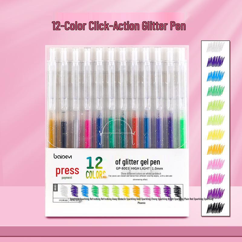 Luminous Glitter Gel Pen - Color-Changing Crystal Sand Effect for Journaling & Drawing.