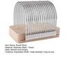 Bread Slicer with Crumb Tray Adjustable Width Stainless Steel Wood Foldable Loaf Cake Cutting Guide Homemade Bagels Cheese Potatoes Kitchen