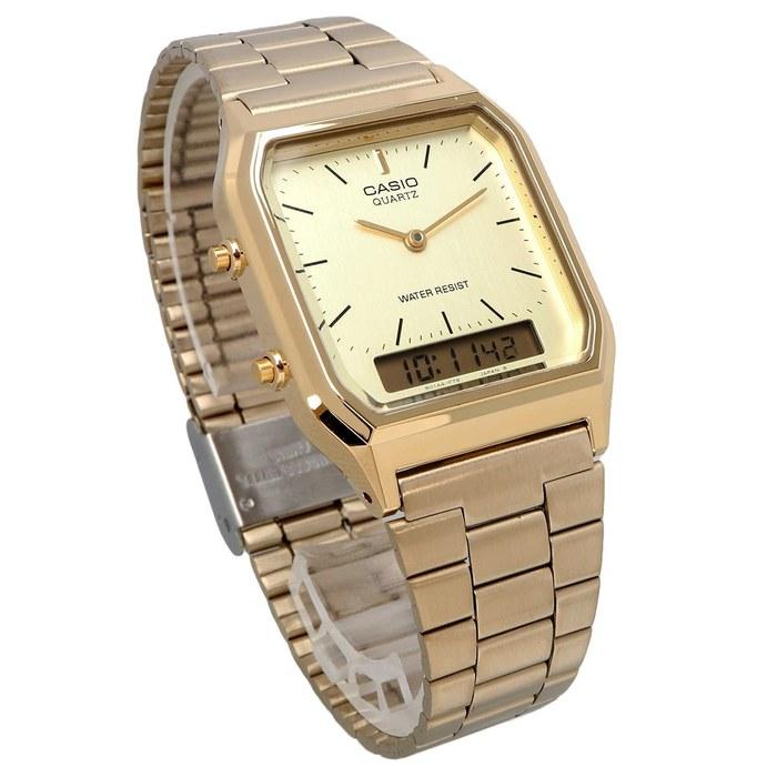 Casio AQ-230GA-9DMQ Аналогово-цифровые кварцевые часы - Золотые