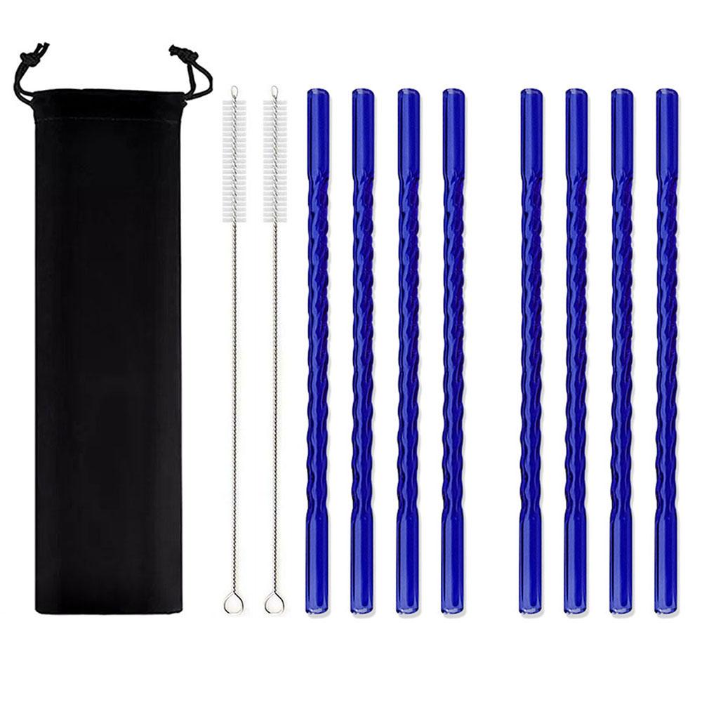 11Pcs Reusable Glass Straws Eco-friendly Drinking Straws for Smoothie Milkshakes Tea Juice Cocktail Straw with Brush Multi-Color