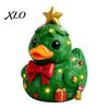 Desktop Christmas Tree Ornaments Duck Figurine, Resin Sculpture for Holiday Home Decor, Cute Party Table Centerpieces with Festive Elements
