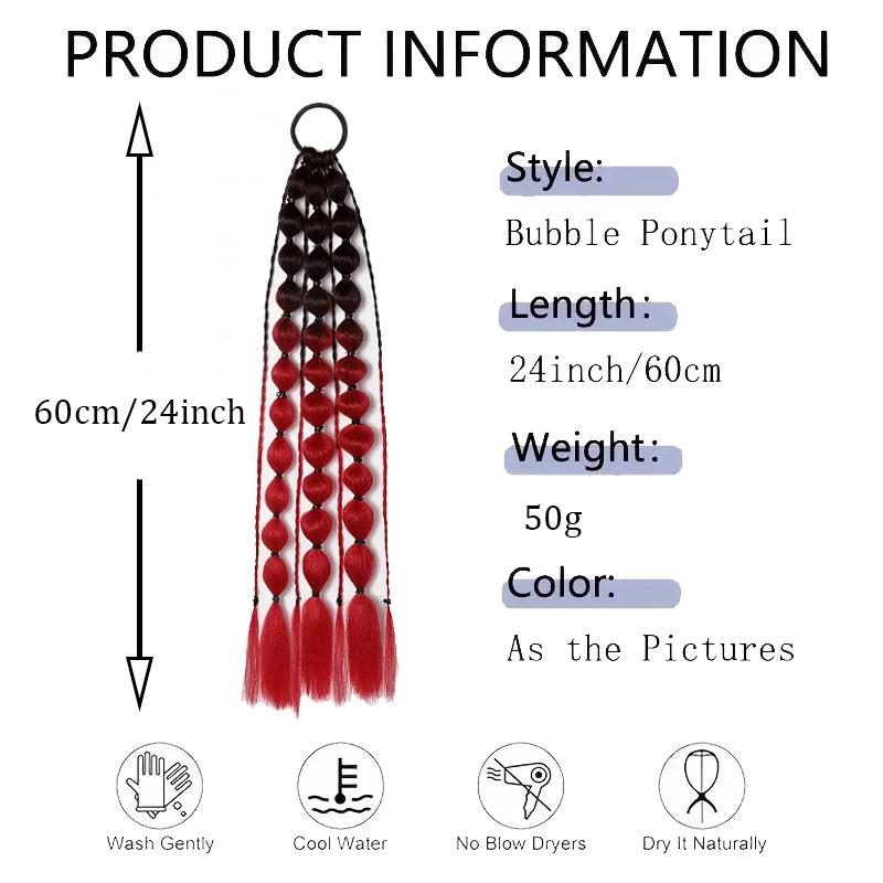Horsetail Wig Gradual Color Lantern Bubble Fried Dough Twists Braid Horsetail Female Synthetic Wig Suitable for Party