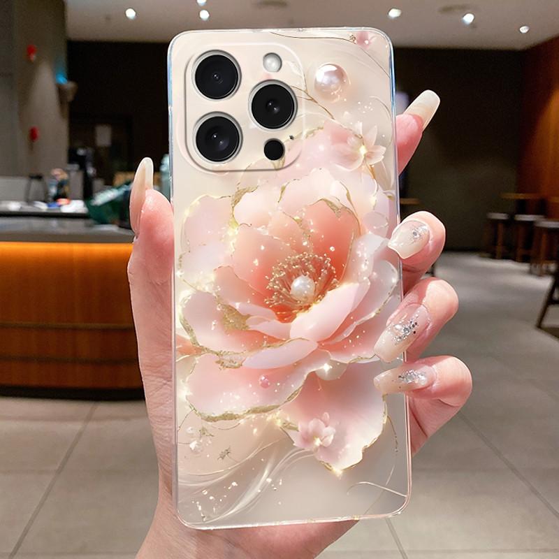 Cases For iPhone 16 Pro Max 16Pro Flower Butterfly Phone Case For iPhone 16e 16 Plus Soft Silicone Transparent TPU Back Cover