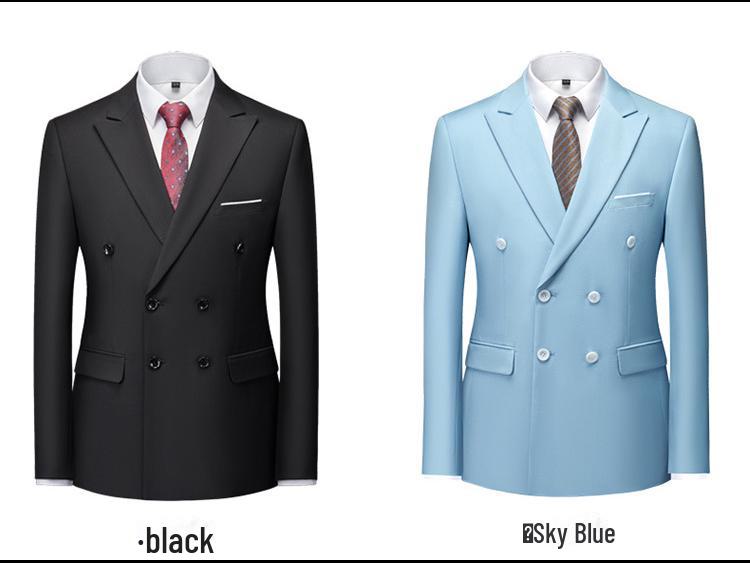 Мужской двубортный деловой костюм королевского синего цвета, состоящий из двух частей в британском стиле для официальных банкетов и вечерних мероприятий