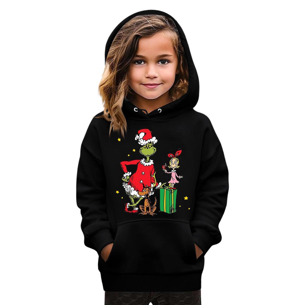 Рождественская детская толстовка с длинным рукавом, легкая повседневная толстовка с капюшоном, свободная, удобная детская толстовка