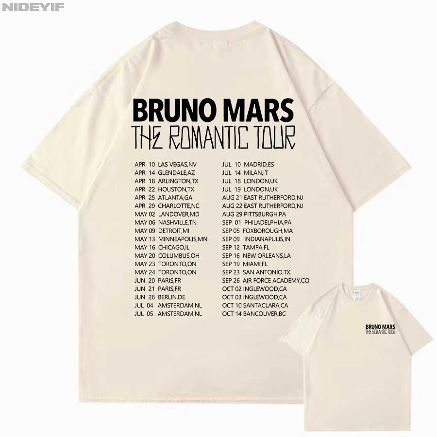 Футболка Bruno Mars The RoUnisextic Tour для унисекс женщин Хип-хоп Уличная одежда Оверсайз Топы 100% Хлопок Футболка BM3