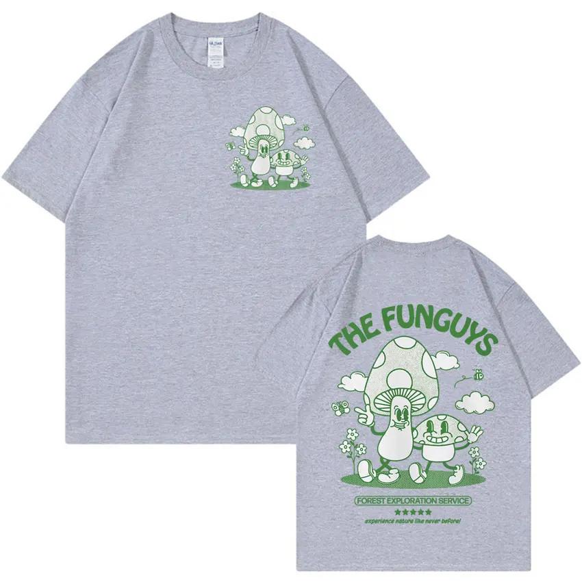 THE FUNGUYS Funny Shroom T-shirts Unisex Mushroom Retro Cartoon T-shirt Men Fashion O-Neck Humor Short Sleeve T Shirt Streetwear