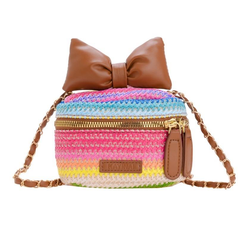 Childrens Woven Bucket Bag With Breathable Fabric For Kindergarten Girls