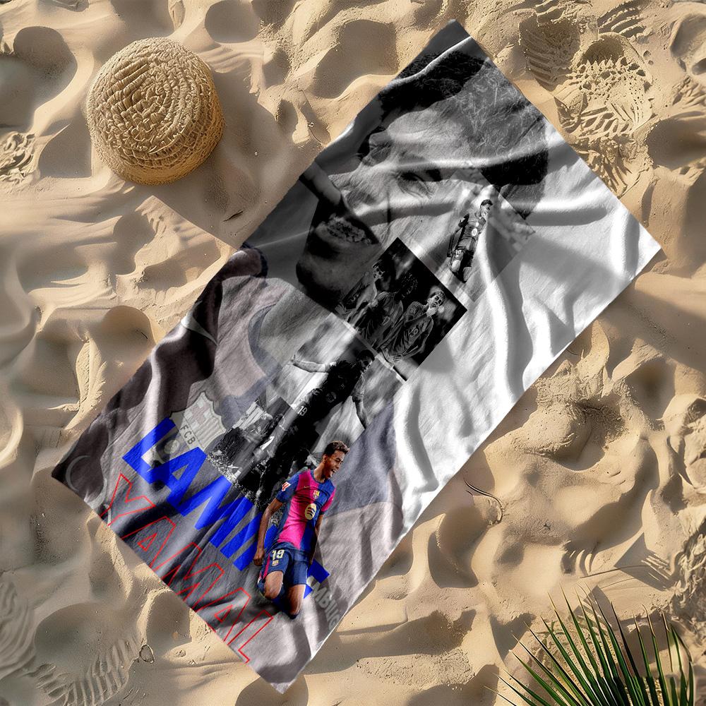 Lamine Yamal Barcelona Player Celebrates Victory Beach Towel Quick-Dry Soft Microfiber Comfortable Lightweight