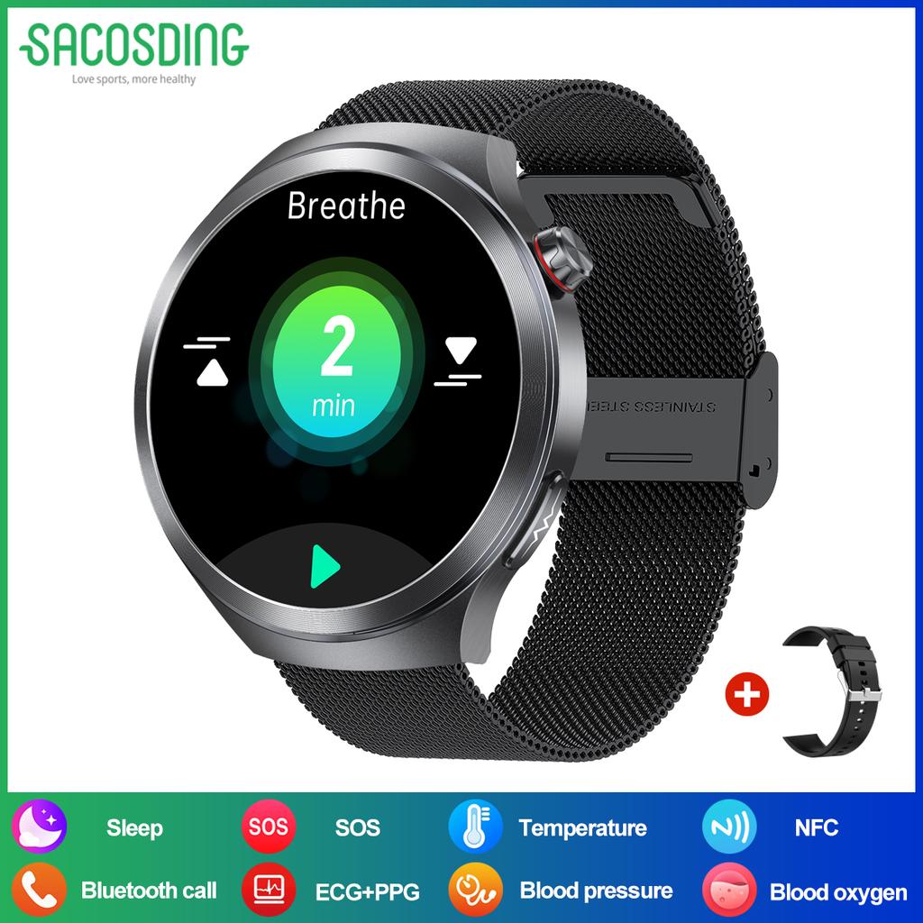 SACOSDING 2025 New AI Diagnosis ECG+PPG Smart Watch Blood Pressure Body Temperature Men Bluetooth Call Health Smartwatch