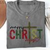 Merry Christmas Tshirt Jesus Christ Xmas Ready To Press Tshirt Christmas Cross T Shirt Women Men Retro Washed Printed Tshirt
