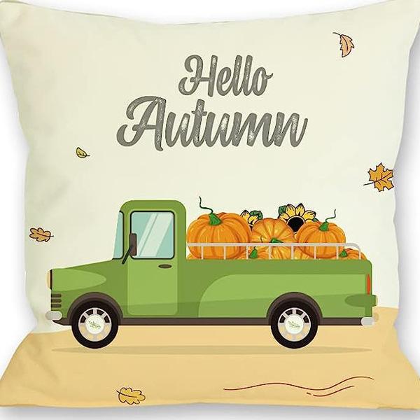 European and American Thanksgiving Decorative Pillow Cover Fashion Cartoon Autumn Harvest Pumpkin Letter Sunflower Print Pillow Pillow Cover