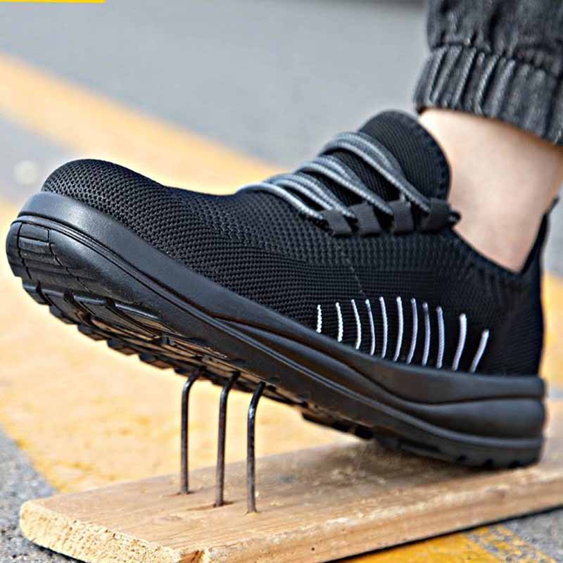Ouylan Anti-Puncture For Construction & Machinery Steel Toe Safety Shoes, Mesh Breathable Low-Cut