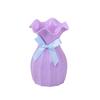 Light Plastic Vase Shatterproof Flower Vase with Ruffled Mouth Dried Flowers Holder with Bow for Bedroom Living Room Table Decor