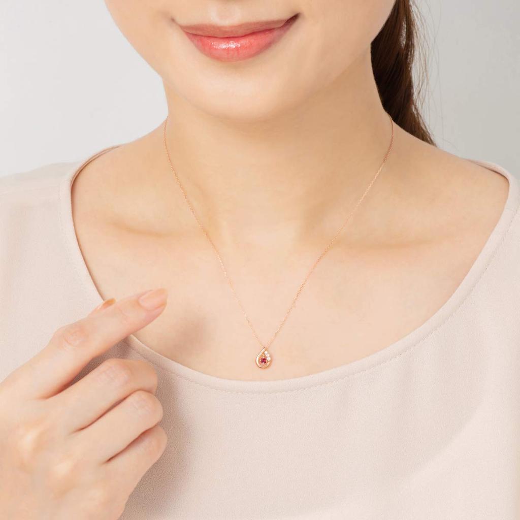 Yondo K18 pink gold necklace 151631223107 canal4℃ (Canal Sea) [July birthstone] (PG)