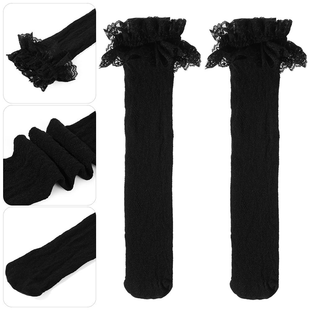 Elastic Girl Gift Cosplay Costumes Accessories Lolita Socks Transparent Lace Bow Socks Knee High
