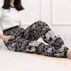 Hippie Chic, Lounge Pants, Elephant Print, One Size with Drawstring, Unisex Model. Black.