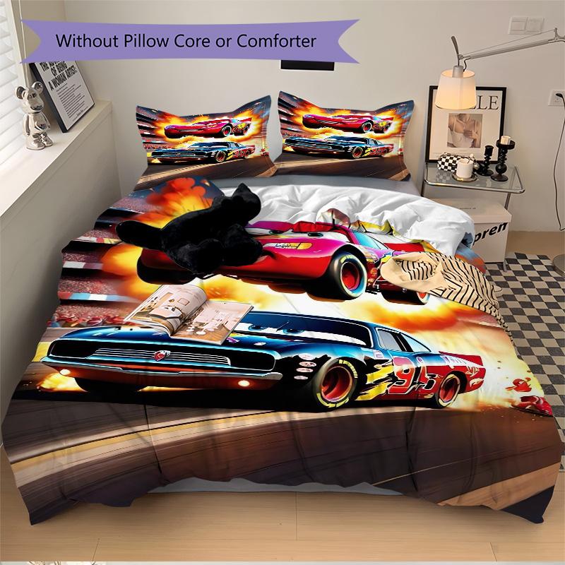Cars Adventure Print 3Pcs Bedding Setduvet Cover With 2 Bedropillowcase Home Birthday Gift