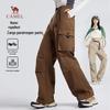 Camel Unisex Fleece-Lined Straight-Leg Cargo Pants