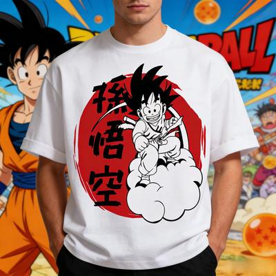 2026 Новая футболка с коротким рукавом и принтом кандзи Goku из Dragon Ball Мужская и женская футболка Мужские топы Спортивная футболка Харадзюку Y2K