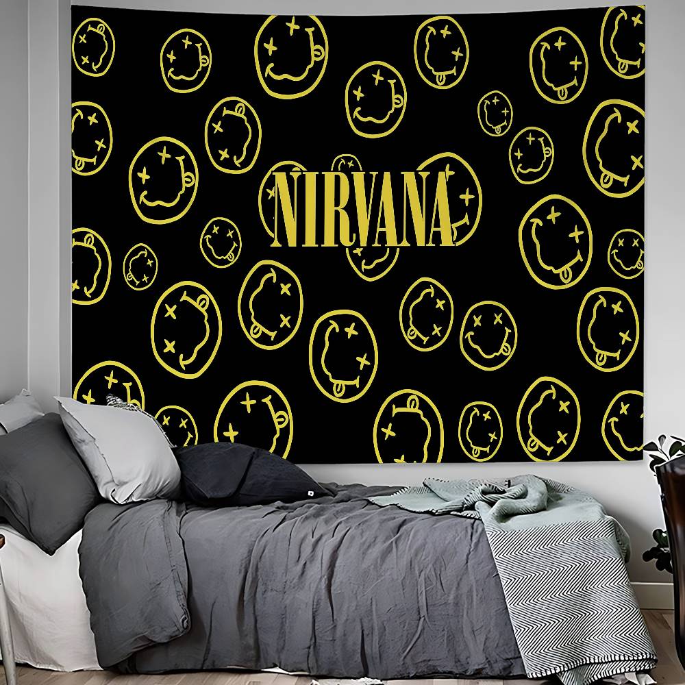 Hot Band N-Nirvanas Rock Hanging Bohemian Tapestry Hanging Tarot Hippie Wall Rugs Dorm Japanese Tapestry