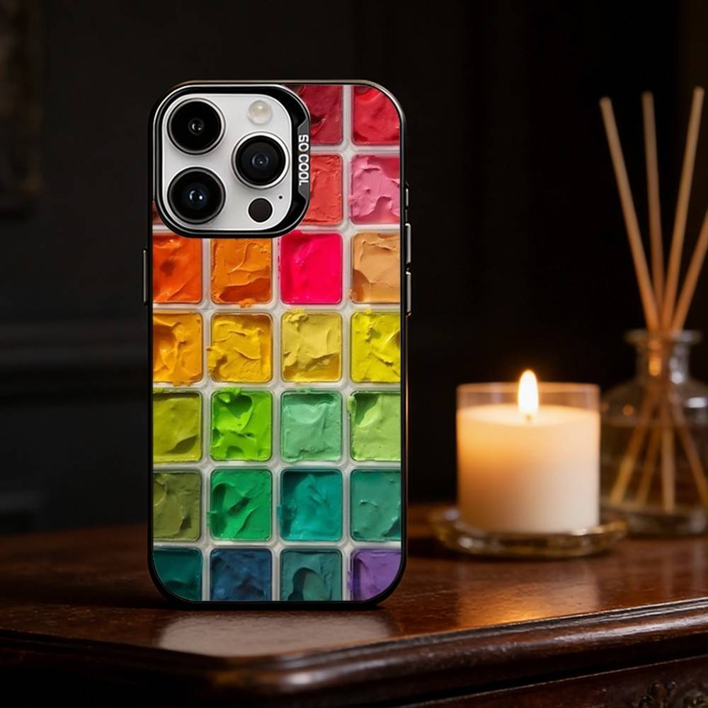 Watercolors Set Paint Palette Phone Case For iPhone 17 16 15 14 13 12 11 Pro Max Plus Silver Matte Black Cover