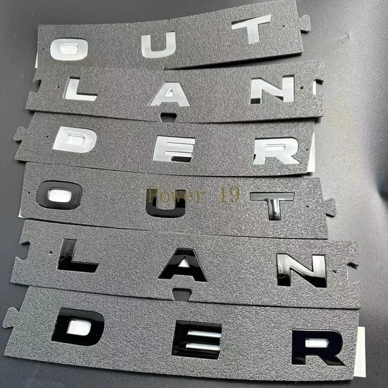 For Outlander 2026 2025 - 2007 Car head Letter 3d Sticker Abs Chrome Glossy Black Silver Styling Auto part Accessories 9pcs