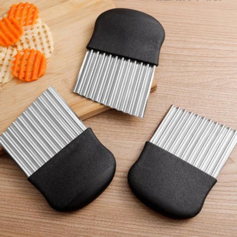 Нержавеющая сталь нарезка для картофельных чипсов, тесто, овощи, фрукты, волнистый кухонный нож, измельчитель, прибор для приготовления картофеля фри, инструменты, гаджет