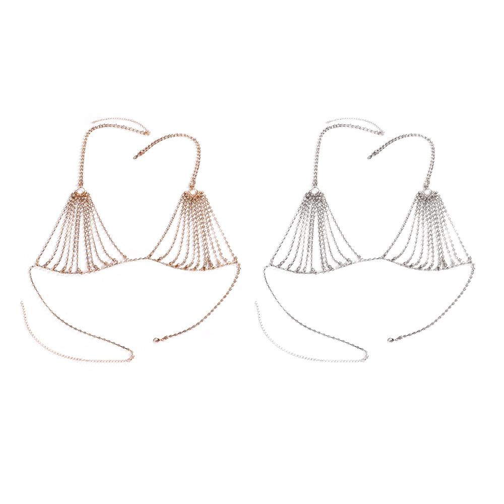 Сетчатая одежда для вечеринок Женская сексуальная Стразы Стильные Хрустальные Украшения Украшения для бюстгальтера Нижнее белье Бикини Цепочка