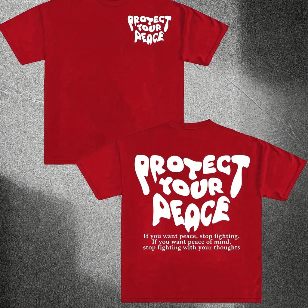 Protect Your Peace Cotton Tshirt Unisexs Round Neck Shortsleeved Cotton Casual Tshirt Loose Style